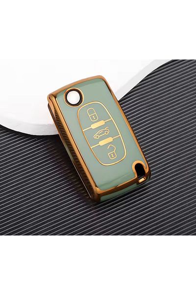 emii auto spare parts Peugeot Citroen Key Case Cover 3 Keys Model Green Gold