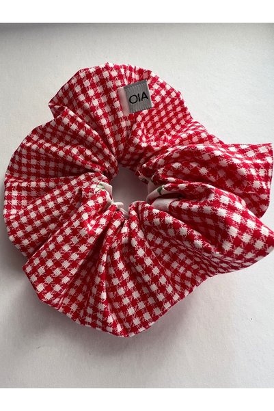 OIA Atelier Cherry Gingham Scrunchie