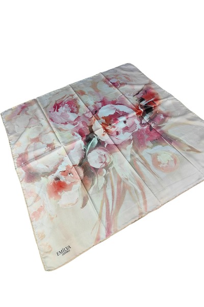 mim eşarp Κασκόλ Emilya Rayon με λουλούδια 90x90 cm