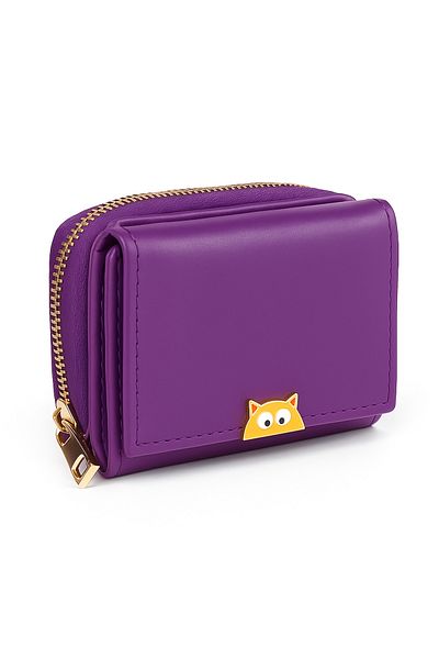 zetus Purple Women's Wallet with Cat Detail