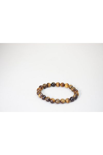 Efulim Hediyelik Tiger's Eye Natural Stone Bracelet, Unisex Flexible Fishing Line, Energy Balancer, Handmade