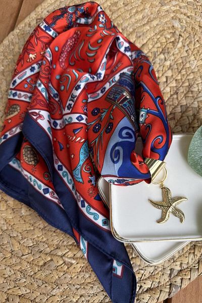 My Joyas Design Patterned Scarf Starfish Charm Necklace 110cm