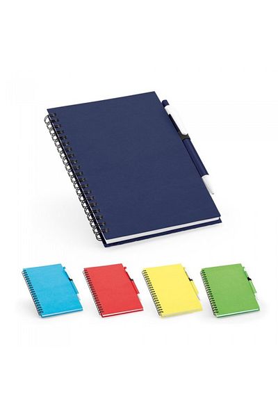dalimag B6 spiral notebook with 160 lined recycled pages, hard cover and pen holder, 13x18 cm