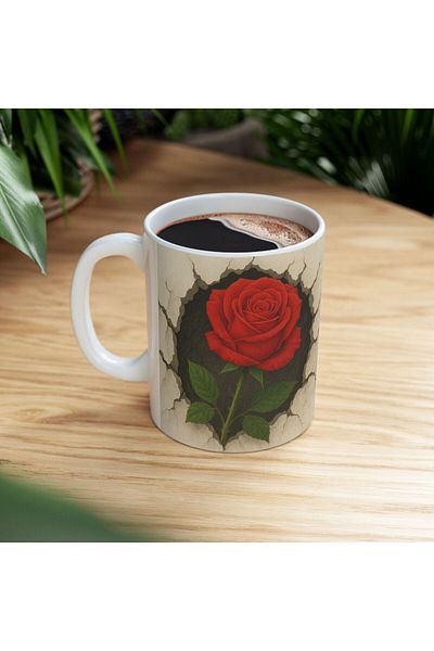 sıradışıhediyem Beloved Mug Cup Flower Mug Cup Gift for Friend Gift for Lover 3 D Looking Mug