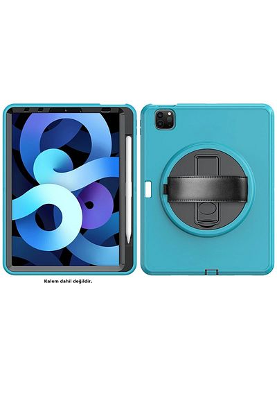 CepteToptan iPad Pro 11 (2018) Case Hand Strap Tablet Case - Turquoise - Mki̇8437-5680