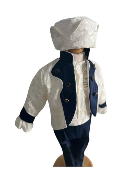 OEM Costum de botez print Nicolas cu broderie, 4 piese , Bleumarin , 0- 3 luni