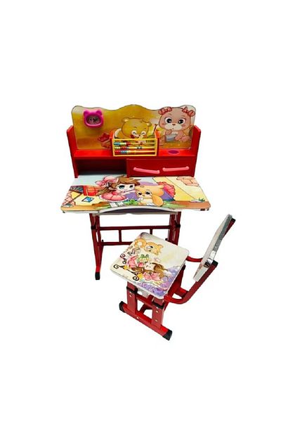 Sultan Desk and chair set, for children, wood and metal, +2 years, ZUBI HOME, print with Little Girl and toys