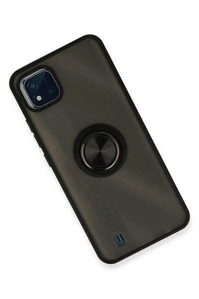 CepteToptan Realme C11 2021 حافظة مونتريال من السيليكون مع حلقة - أسود - MKİ9428-4660