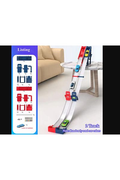 miniarpturkiye Educational Gift for Kids, Competitive Racing Track Toy Vehicle Game with Alloy Car
