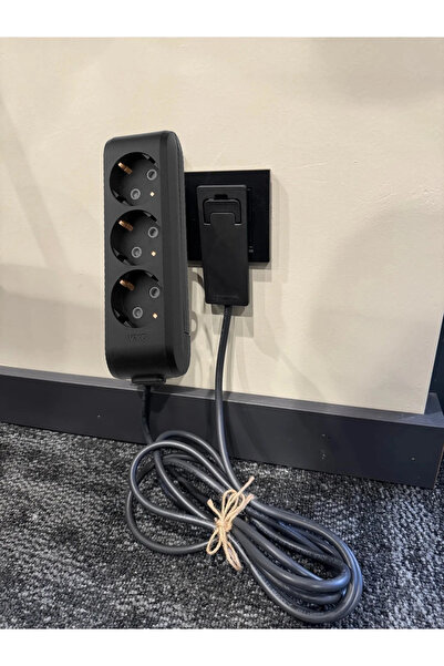 VİKO Viko Kaliteli Ultra İnce Fişli 3’lü Grup Priz 2 metre Çoklu Fişli Siyah