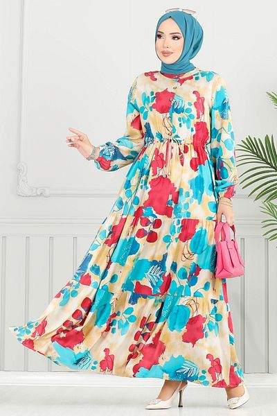 ModaMerve Beli Tunnell Hijab Dress 7124Bgs895-M Light Oil