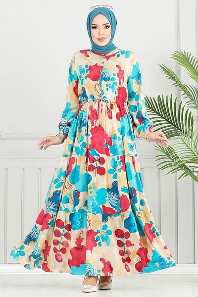 ModaMerve Beli Tunnell Hijab Dress 7124Bgs895-M Light Oil