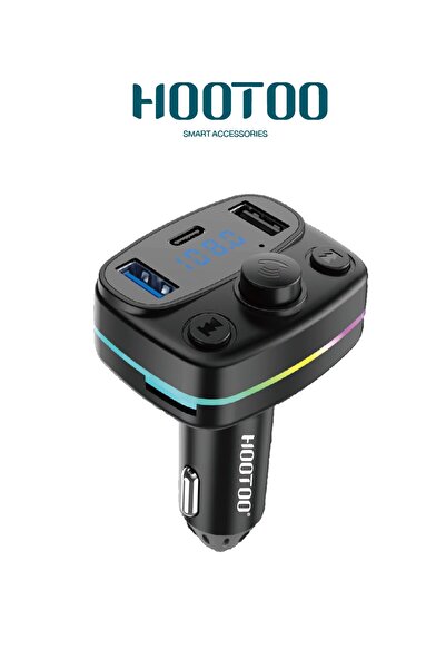 HooToo شاحن سيارة باضاءة LED. شاحن سياره مزود بـ 4 منافذ (USB 2، 1 Type-C، من...