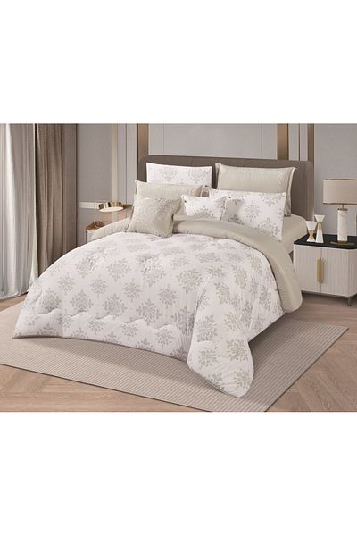 HOURS Horse Macrofiber Comforter Set, 4 Pieces, Double-Sided, Embroidered with a Classy Pattern, Cornelia-002