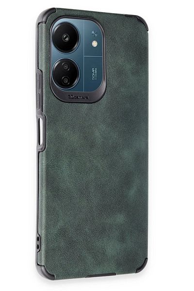 CepteToptan حافظة هاتف Xiaomi Redmi 13C من السيليكون والجلد - أخضر - MKİ9407-1831
