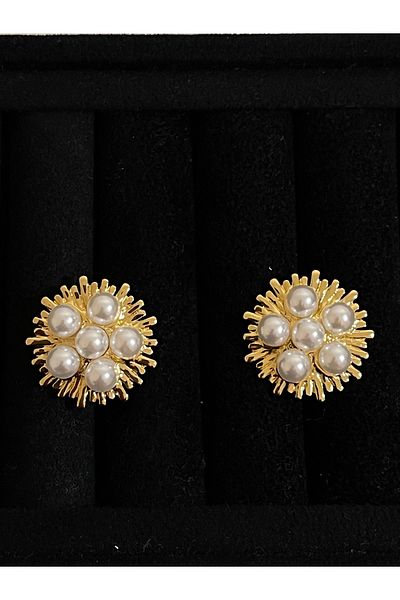 Rupen Kraft 316 L Surgical Steel Daisy Steel Earrings with Pearl