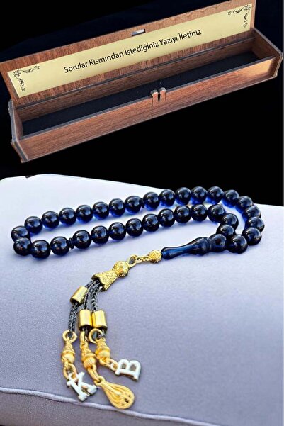 renery Sertifikalı Usta Işçilikli Gece Mavisi Ateş Kehribar Tesbih Kişiye Öze...