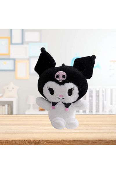 MİLKYADATOYS Cute Baby Kuromi Plush Keychain Gift Toy Bag Ornament 14X9 cm Purple Black