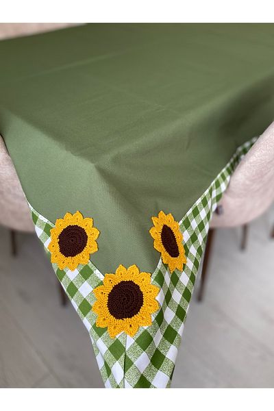 Parla Life Față de masă din tricot de in verde kaki 160x160