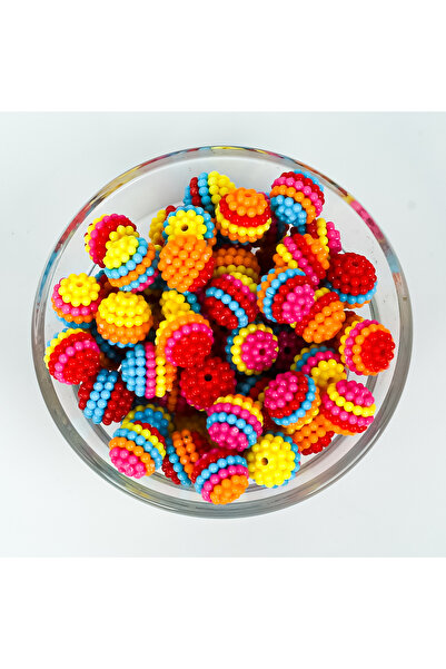 yfhobi 25 gram - 12 mm Karışık Renkli Böğürtlen Plastik Boncuk (25 gram - 38-...
