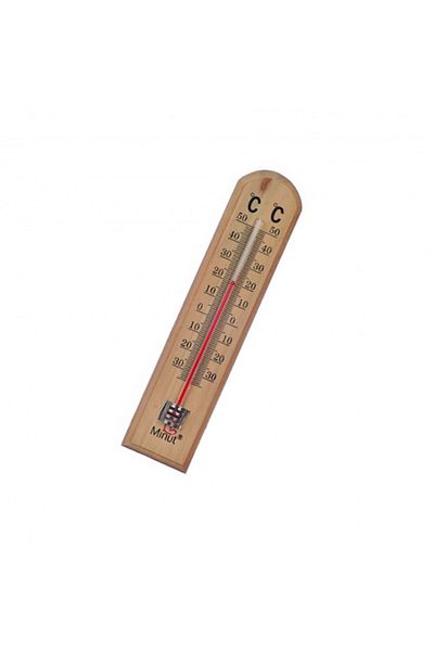 dalimag Termometru decorativ, model simplu, 50 grade C, 120 grade F, 19 x 4 cm, galben
