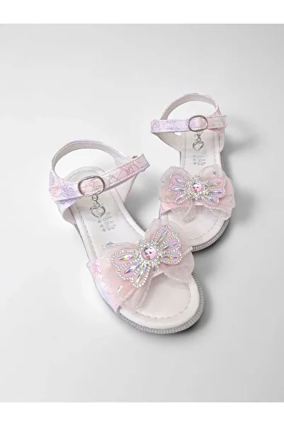 PATİK BEBE Girl's Pink Color Filled Soles Figured Stylish Evening Sandals