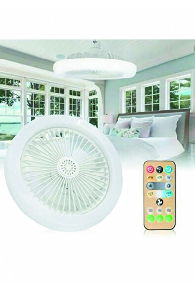 meltobe Or-Fs02 3 Işık Modlu 3 Fan Hızlı Kumandalı Pervaneli 50 Watt Led Fan Ampül