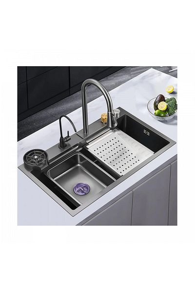 dalimag Set Chiuveta Bucatarie cu Baterie cu Dus Extractibil si Accesorii, Multifunctionala din Inox