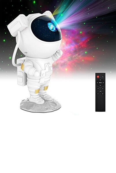 Fresh Moon Astronot Gece Lambası Dekoratif Yıldızlı Projeksiyon Işığı Uzay Efektli Yıldız Masa Aydınlatması