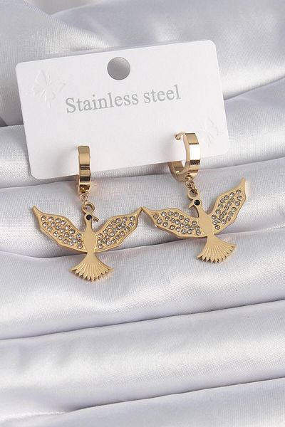 AfraBeauty 316L Steel Gold Zircon Stone Phoenix Model Women's Earrings