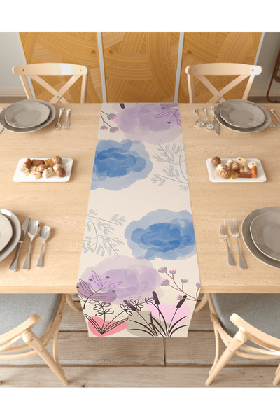 GREENDECOR Flower Leaf Pattern Custom Design Runner Digital Printed Decorativ...