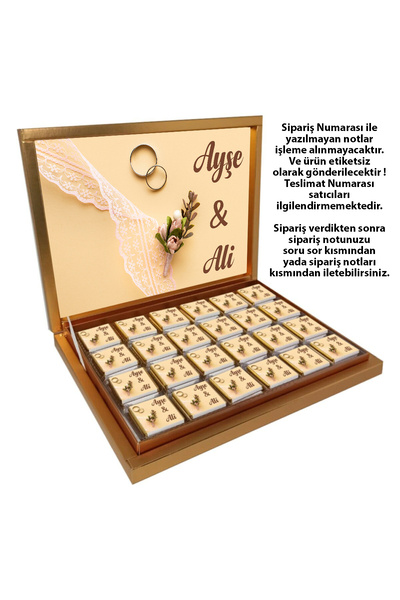 Blackeye Chocolate Kişiye Özel İsimli Söz Nişan Nikah Çikolatası - 72 Adet Ma...