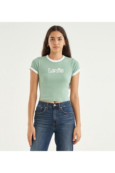 Levi's GREEN GRAPHIC RINGER MINI TEE for Women