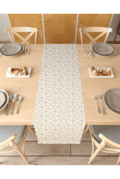 GREENDECOR Geometric Line Patterned Special Design Runner Digital Printed Dec...