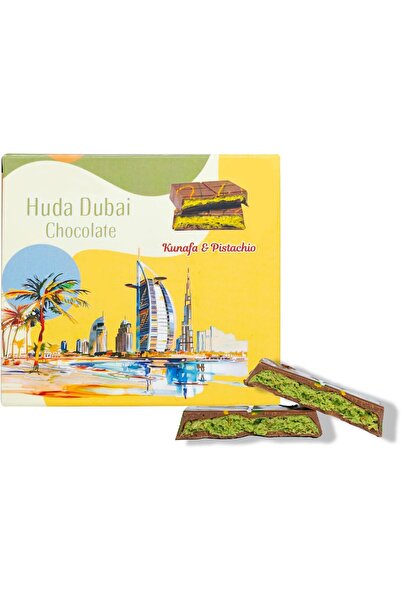 HUDA دبي شوكولاتة كنافة فستق شوكولاتة حليب طازجة مصنوعة من كنافة حقيقية 100 جرام