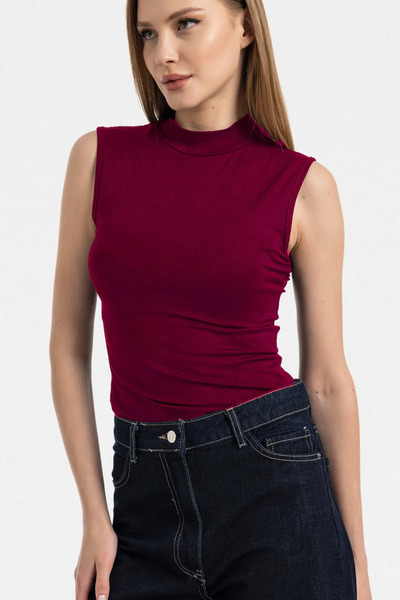 dgs look Γυναικεία αμάνικη μπλούζα σε μπορντό χρώμα