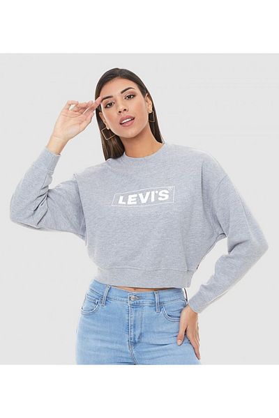 Levi's GREY CREW CONTRAST STITCH YOUTH BOX TAB STARS for Women