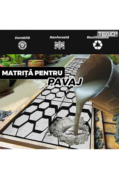 Teno Matrita cu Contur pentru Turnat Pavaj Teno®, pentru beton, plastic, model 1, 29.3 x 4.5 x 28 cm