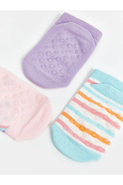 LC Waikiki LCW baby Lila Baskılı Kız Bebek Patik Çorap 3'lü / S4MS55Z1