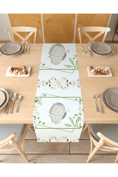 GREENDECOR مفرش طاولة مزخرف بطباعة رقمية بتصميم خاص على شكل زهرة الفراشة من L...