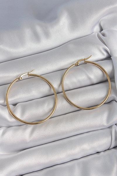 AfraBeauty 316 Steel Gold 43 mm Ring Model Women's Earrings