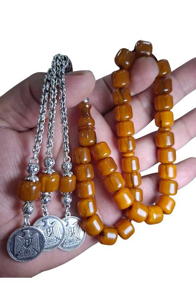 Cekke Tesbih Vertical Vein Tightening Amber 10*11 mm Prayer Beads Suitable for Daily Use
