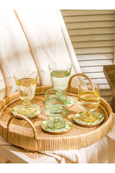 LC Waikiki Lcw Home Mixed Lemon Printed Coasters Set of 4