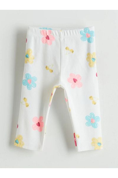 LC Waikiki Floral Girl's 3/4 Length Leggings with Elastic Waist