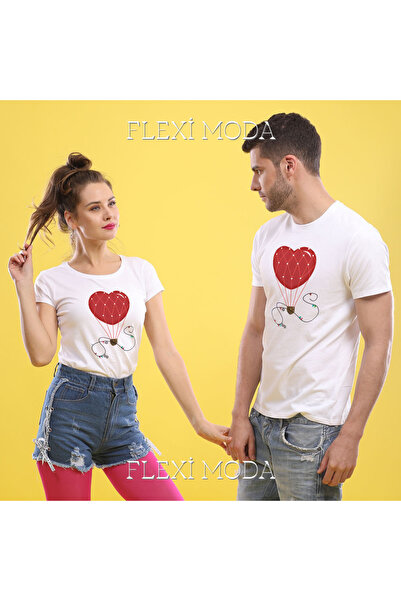 YRN COLLECTION Love Hot Balloon Written Couple Couple Combinație Tricou overs...