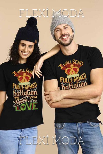 Hunors Sportswear & Company I Will Send Fully Armed Battalion Themed Lover Couple Combination Oversize 2-Piece T-Shirt