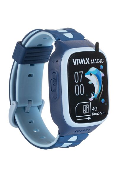 Vivax Oliva Ceas inteligent pentru copii Vivax 4G MAGIC, Bluetooth 5.1, rezistență la apă, procesor ARM Cortex-R5, 64GB, albastru