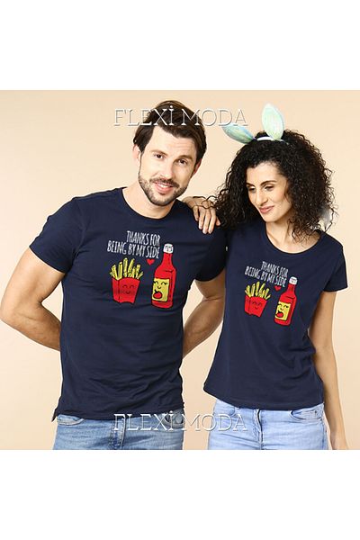 Hunors Sportswear & Company By My Side, Couples Written Lover Couple Combinație Tricou oversize din 2 piese