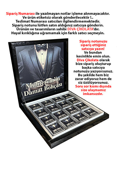Blackeye Chocolate İsimli Kişiye Özel Damat Bohçası Çikolatası - 32 Adet Madlen