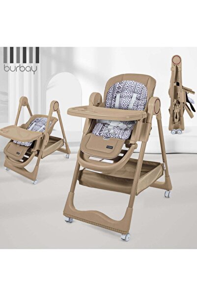 burbay كرسي طعام للأطفال 3*1 قابل للتعديل لوضعيات الجلوس والنوم مع صينية ومسن...